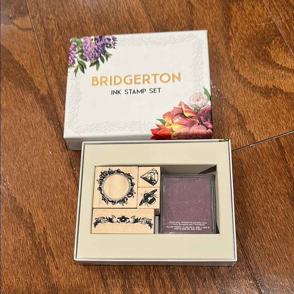 Bridgerton Ink Stamp Set with Purple Ink—new